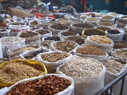 Medical herbs at a market